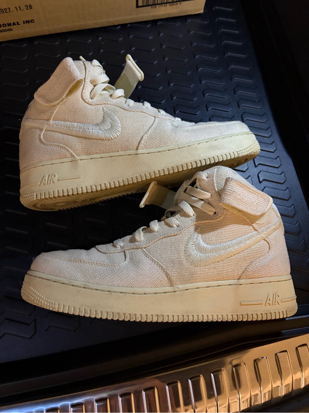 Stussy Nike Air Force 1 Mid Canvas Sneakers - Cream